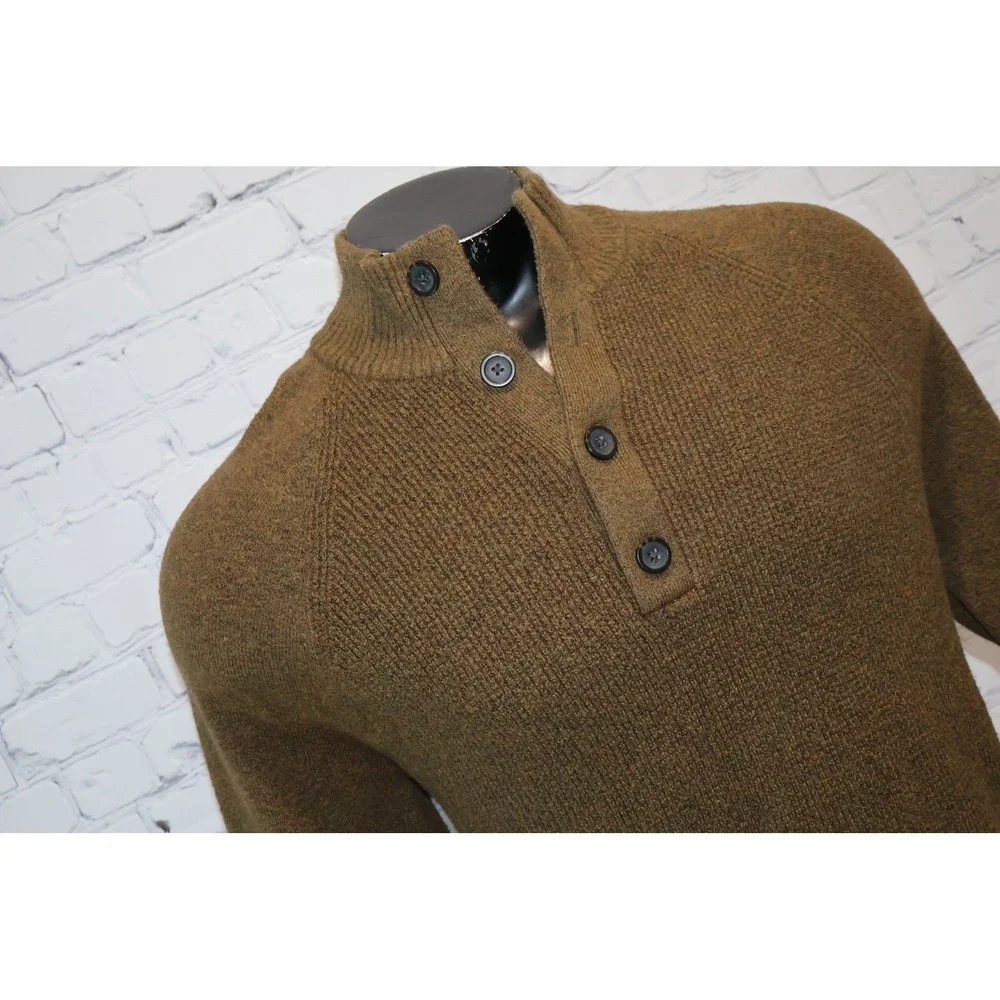Banana Republic Sweater Mens XL Brown Mock Neck Button Pullover Henley